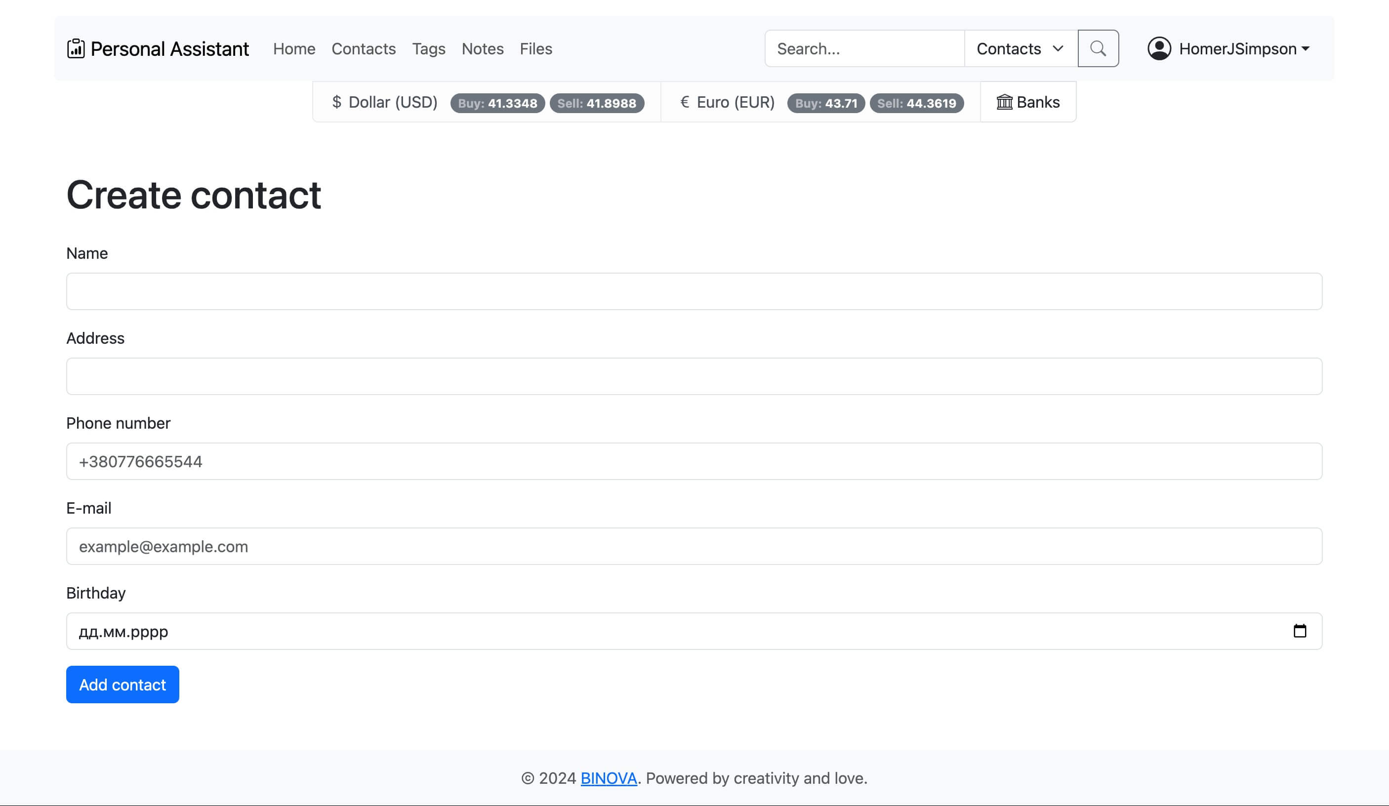 Create contact