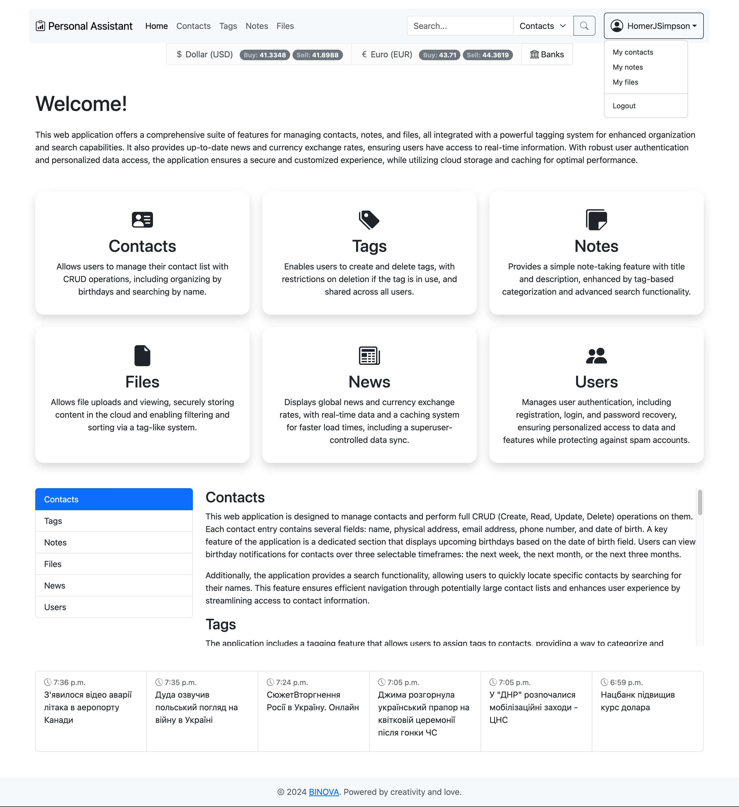 Home page