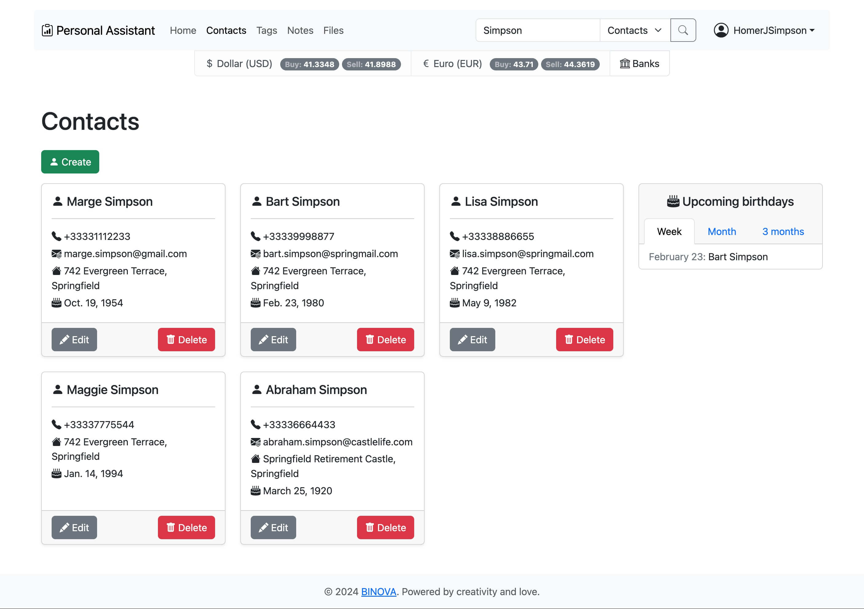 Search contacts